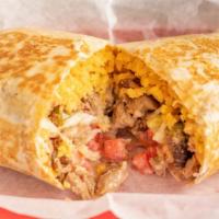 Burritos · Rice, refried beans, your choice of meat, lettuce, cheese, sour cream wrapped in a flour tor...