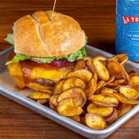 Certified Angus Beef Trifecta Burger · ground brisket, chuck, short rib, tamarind bbq ketchup, brioche bun