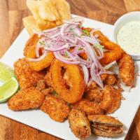 Jalea · Breaded golden fried fish and seafood mix. Served with fried yuca, sylvia's special sauce an...
