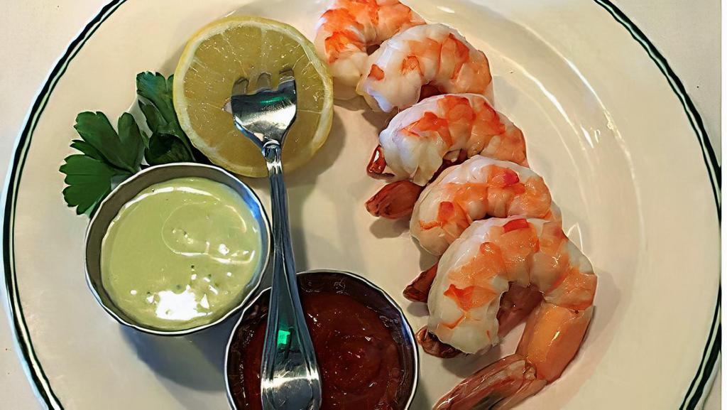 Jumbo Shrimp Cocktail · Accompanied by classic cocktail sauce, cognac mustard and ginger sauce.