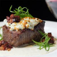 Gorgonzola Crusted Filet* 10 Oz. · bacon & scallions