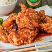 Sesame Chicken · Chicken breast lightly breaded with special sweet sauce and sesame.