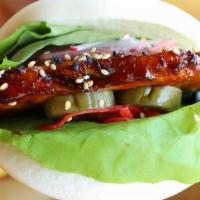 Pork Belly Fuku Bun · Korean bbq style, pickles