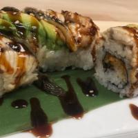 Dragon Shrimp Roll · shrimp tempura roll, BBQ eel & avocado on top