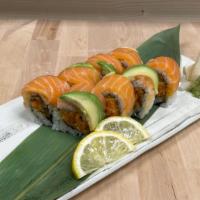 Salmon Lover Roll* · spicy salmon roll, salmon & avocado on top