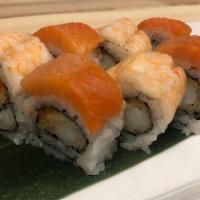 Pink Lady Roll* · shrimp tempura roll, smoked salmon & shrimp on top