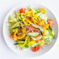 Garden Salad · With lettuce, tomato, cucumber, onion with shredded cheese.
