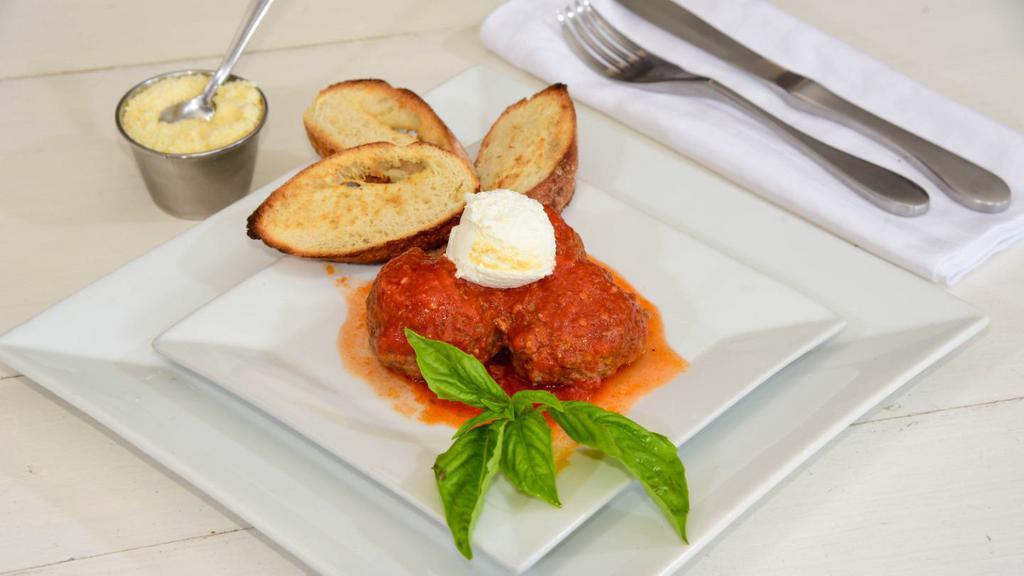 Meatballs · Dana's meatballs (3) served with ricotta cheese, our famous san marzano tomato sauce, and crostini.