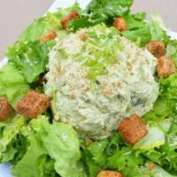 Avocado Chicken Salad · Smashed Hass Avocado’s tossed in Shredded Chicken Breast, Lettuce, Tomato, Cilantro Lime Dre...