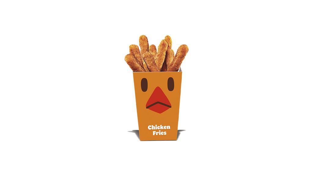 Chicken Fries - 9 Pc · Made with white meat, our bite-sized Chicken Nuggets are tender and juicy on the inside and crispy on the outside. Coated in a homestyle seasoned breading, they are perfect for dipping in any of our delicious dipping sauces. Price includes 1 sauce of your choice.