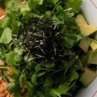 California Poke Bowl - Regular · Salmon, spicy tuna, shrimp, seaweed salad, masago, avocado, clantro.
