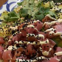 Tuna Poke · Served with seaweed salad & caja aioli