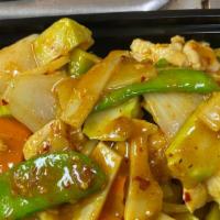 Curry Chicken · Spicy. Spicy. With rice.