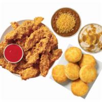 Tender Meal Combo (12) · Twelve chicken tenders with two large sides and six biscuits. 570-2140 cal,