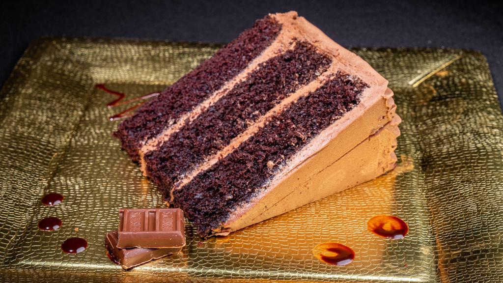 Double Chocolate Slice · Decadent buttermilk chocolate cake frosted with  scratch made chocolate buttercream.