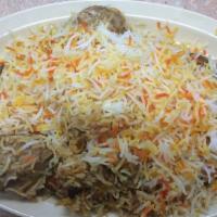 Goat Biryani · Basmati rice and goat cooked in special biryani sauce.