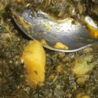 Aloo Palak · Spinach with potato.