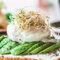 Avocado Toast · Multigrain Toast topped with Whipped Cream Cheese, Ripe Avocado, Extra Virgin Olive Oil, See...