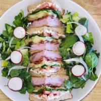 Club Sandwich · Premium smoked ham, brie cheese, crispy bacon, romaine lettuce, fresh tomatoes & mayo on a m...