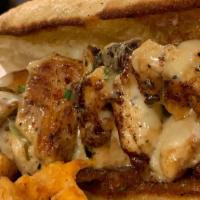 Chicken Philly · Chicken, grilled onions, green peppers, and provolone cheese.
