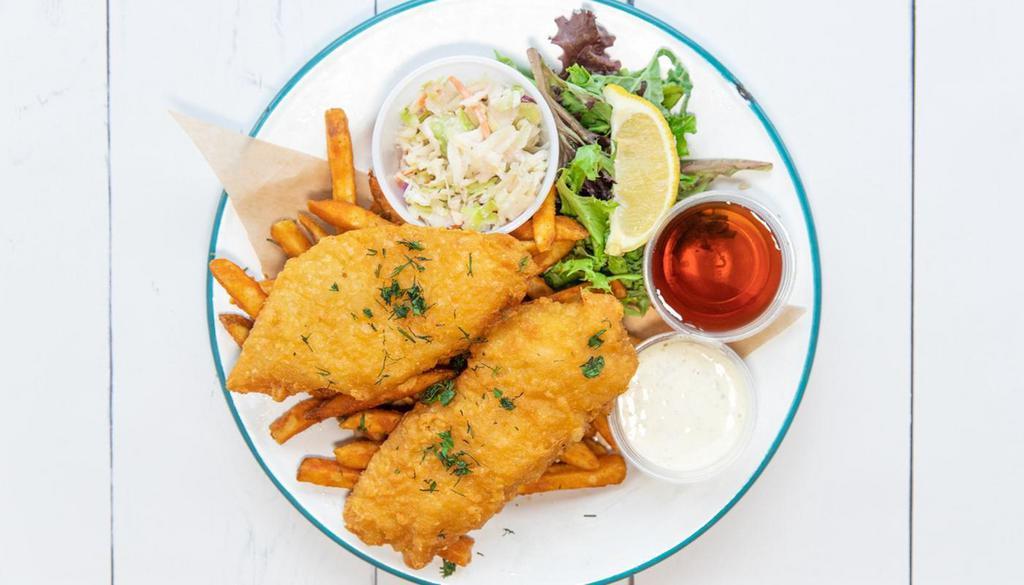 Fish & Chips · Battered fish, french fries, classic slaw and tartar sauce.