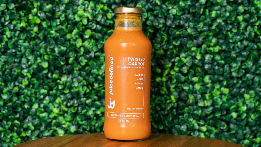Twisted Carrot · Raw. Fresh. Cold-pressed. 100% natural. Handcrafted.
Skin clarity.
Green apple , lemon, ginger, carrot.