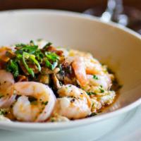 Southern Shrimp And Grits · applewood-smoked bacon, mushrooms, green onions, Anson Mills organic stone ground grits with...