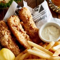 Fish And Chips · Ale-battered Cod, coleslaw. French fries with Mediterranean sea salt, tartar sauce.