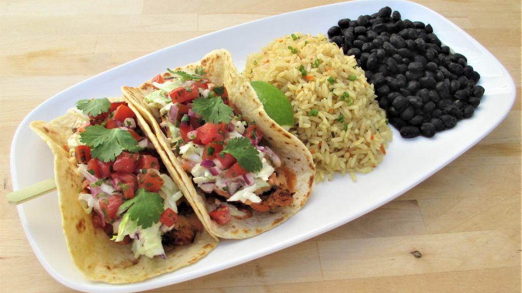 Baja Fish Tacos · blackened salmon with chipotle aioli, coleslaw, pico de gallo, fresh cilantro.

Consuming raw or undercooked meats, poultry, seafood, shellfish or eggs may increase your risk of foodborne illness.