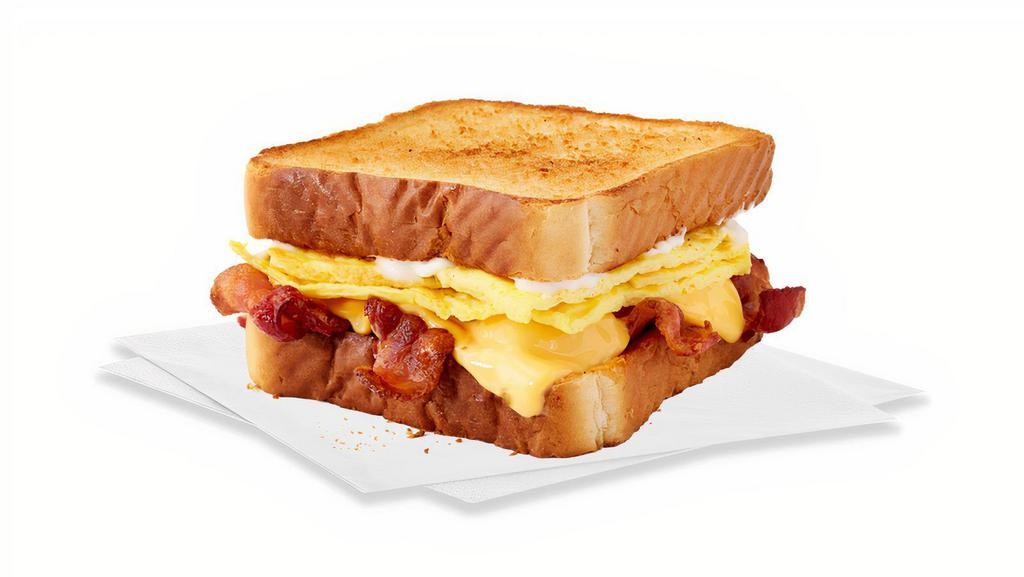 Big Breakfast Sandwich · Your choice  of bacon or sausage with eggs, cheese and mayo between two pieces of Texas toast.