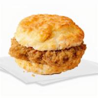 Steak Biscuit · A crispy slice of fried steak, battered with special spices, on a made-from-scratch buttermi...