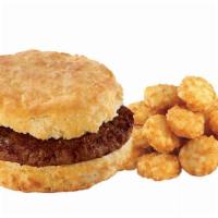 Sausage Biscuit Combo · A juicy sausage patty on a Jack's made-from-scratch buttermilk biscuit with hash browns and ...