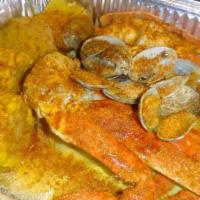 Lobster N Crab · One lobster tail, one Snow crab cluster, two corn, two slices of potatoes, 10 clams.
(can sw...