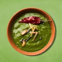 Spinach Curry  · Fresh spinach cooked with Indian herbs and spices.
