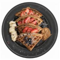 Greeng Waffle · Gluten Free Waffle. Tapioca Flour, Coconut Flour, Maca, Organic Eggs, Vanilla Extract, Cinna...