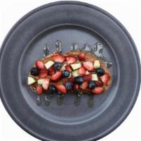 Almond Toast · Almond or Peanut Butter, Blueberries, Strawberries, Green Apple and Agave . Sourdough Bread ...