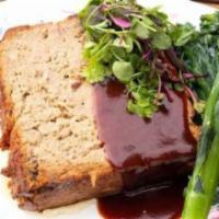 Prime Bacon  Meatloaf · Ground veal, pork, wagyu & bacon meatloaf, gouda mashed potatoes, grilled broccolini, tangy ...