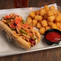 Spicy Beef Polish Sausage - South Of The Border · 1/3 pound all-beef sausage topped with queso, pickled jalapenos, tomatoes, and fried onion s...