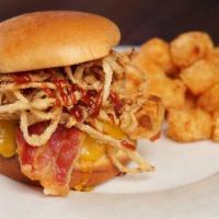*Smokehouse Burger · Fresh Ground Beef, Two Slices of Thick Cut Applewood Smoked Bacon, Sweet Baby Ray’s BBQ Sauc...