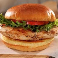 Grilled Chicken Sandwich · Grilled Chicken, choice of sauce, Brioche Bun, Lettuce & Tomato