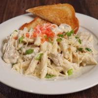 Chicken Penne Pasta · Herb roasted chicken, penne pasta, classic alfredo sauce, topped with fresh tomato, parmesan...