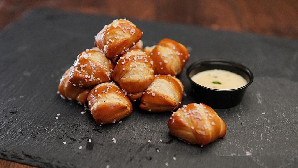 Pretzel Bite Dippers · Served with a side of Queso for dipping!
