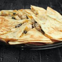 Chicken Quesadilla Platter · 24 Jumbo Quesadilla Slices, served with Lettuce, Jalapenos, Tomatoes, Salsa, and Sour Cream ...