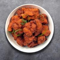Chicken Pakora Bomb · Free range chicken cubes dipped in a light batter and fried until golden brown.