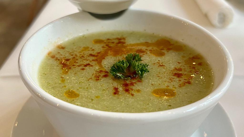 Vegan Broccoli Soup · Creamy broccoli soup made with garlic, onion, white wine, smoked paprika, and olive oil.