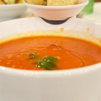 Vegan Tomato Soup · Fresh tomato cream soup.