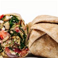 Spinach & Strawberry Wrap · Baby Spinach, Strawberries, Red Onions, Almond Slices, Feta Cheese, Balsamic Vinaigrette