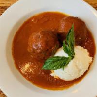 Meatball App · Served with ricotta cheese and fresh basil.
