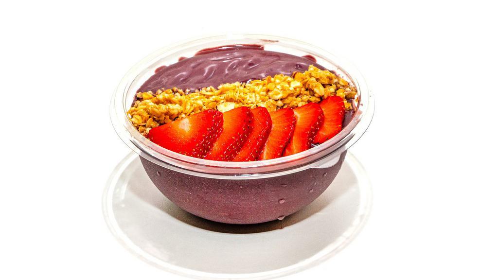 Mixed Berry Acai Bowl (Antioxidants) · Base: acai, strawberries, almond milk.

Toppings: blueberries, strawberries, hemp granola.

Organic | non-gmo | made with love

The Mixed Berry Acai Bowl is a blend of organic acai sourced from the amazon rainforest and blended with strawberries for a tangy base and topped with mixed berries and organic hemp granola.