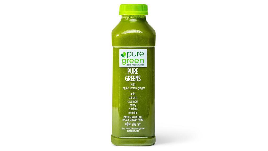 Pure Greens Apple + Lemon And Ginger, Cold Pressed Juice (Nutrient Dense) · Ingredients: Apple, kale, spinach, cucumber, celery, zucchini, romaine, lemon, and ginger. (16oz)

The Pure Greens with Apple, Lemon, Ginger a.k.a ALG is one of Pure Green’s most popular cold pressed juices. The base formula is an energizing kale, spinach, cucumber, celery zucchini, romaine combined with apple, lemon and ginger. The apple gives this green cold pressed juice a sweet taste while the lemon and ginger provide the a balance flavor.

We are a proud supporter of local and organic farms.